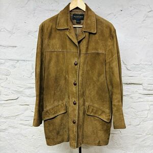 Golden Bear San Francisco Suede Leather Button Front Jacket Women’s Large Brown